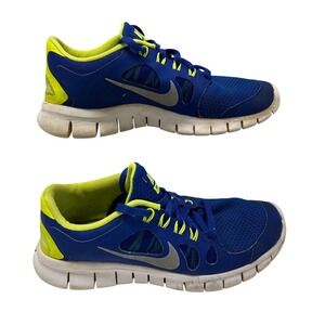 Nike Free 5.0 Kids Running Shoes 4Y Hyper Blue Metallic Silver‎ Neon Sneakers